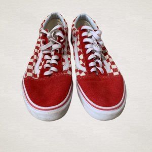 primary check old skool vans red